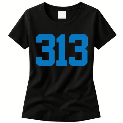 Detroit 313 Area Code GRIT Sports Fan Detroiter Fan Womens T-Shirt