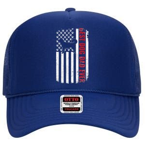 Dogs 365 Alaskan Malamute Best Dog Dad Ever American Flag High Crown Mesh Back Trucker Hat