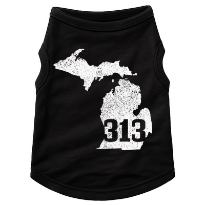 Detroit 313 Area Code Michigan Map State Pride Vintage Doggie Tank