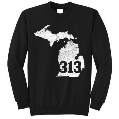 Detroit 313 Area Code Michigan Map State Pride Vintage Sweatshirt