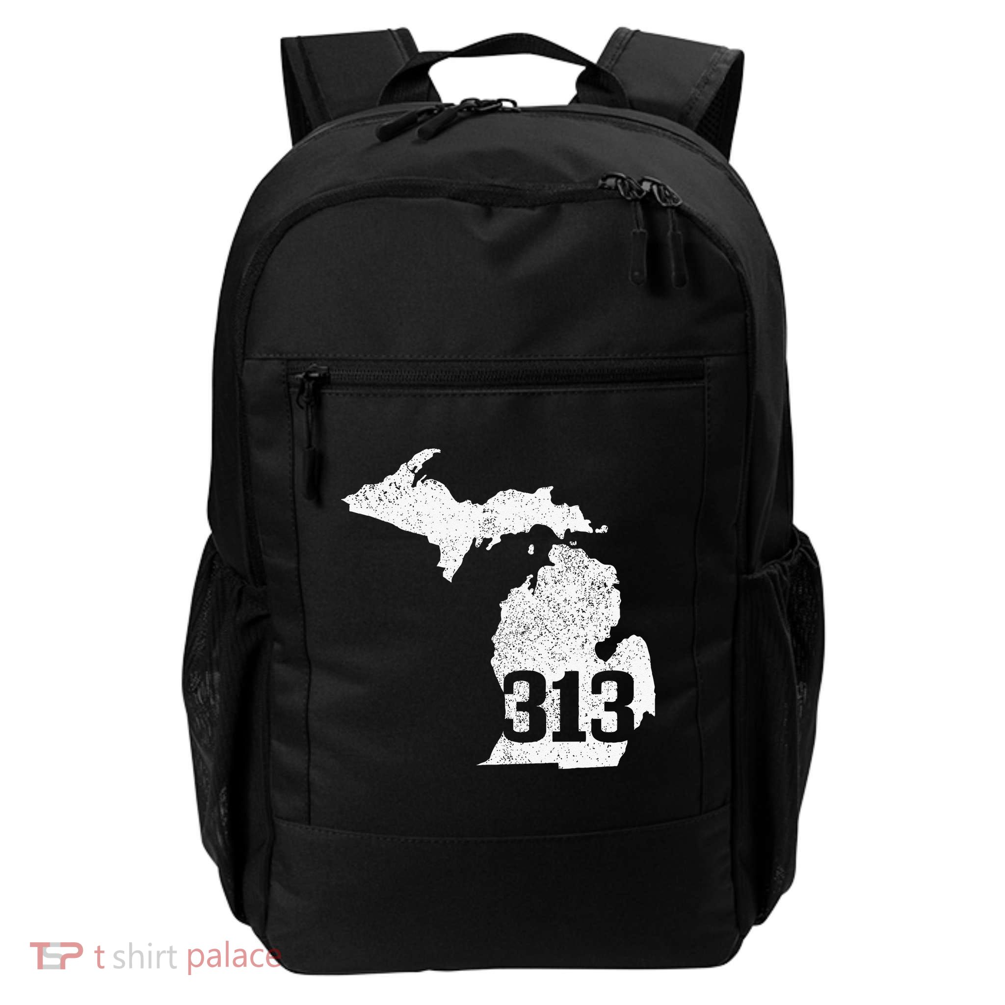 Detroit 313 Area Code Michigan Map State Pride Vintage Backpack