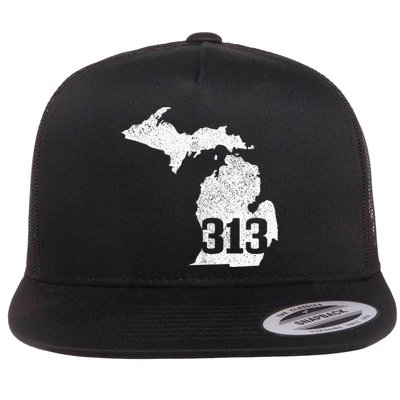 Detroit 313 Area Code Michigan Map State Pride Vintage Flatbill Hat