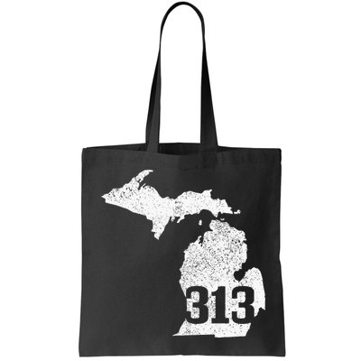 Detroit 313 Area Code Michigan Map State Pride Vintage Bag