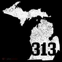 Detroit 313 Area Code Michigan Map State Pride Vintage Baby Bodysuit