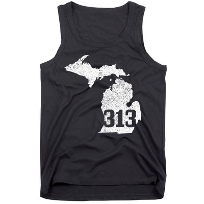 Detroit 313 Area Code Michigan Map State Pride Vintage Tank Top