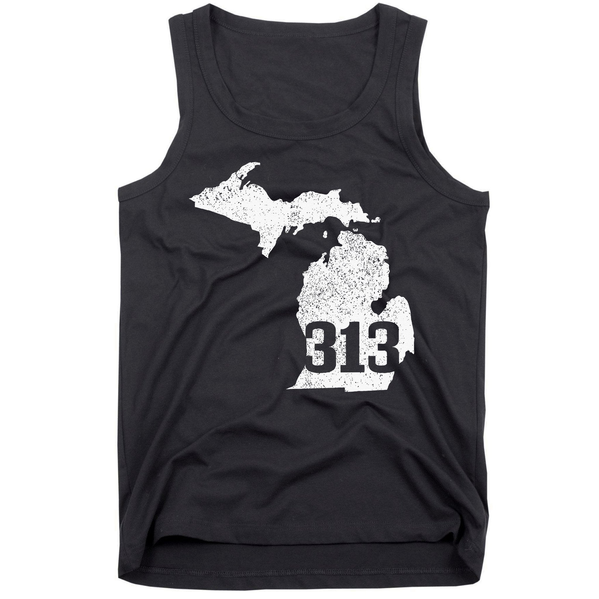 Detroit 313 Area Code Michigan Map State Pride Vintage Tank Top