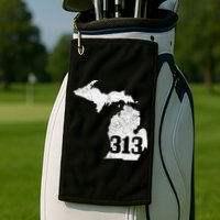 Detroit 313 Area Code Michigan Map State Pride Vintage Golf Towel