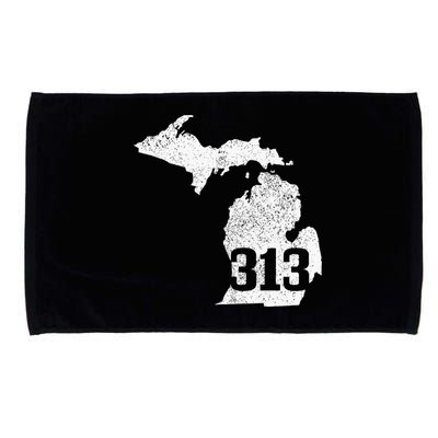 Detroit 313 Area Code Michigan Map State Pride Vintage Microfiber Hand Towel