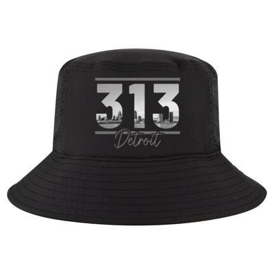 Detroit 313 Area Code Skyline Michigan Vintage Cool Comfort Performance Bucket Hat