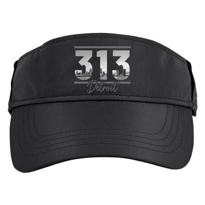 Detroit 313 Area Code Skyline Michigan Vintage Adult Drive Performance Visor