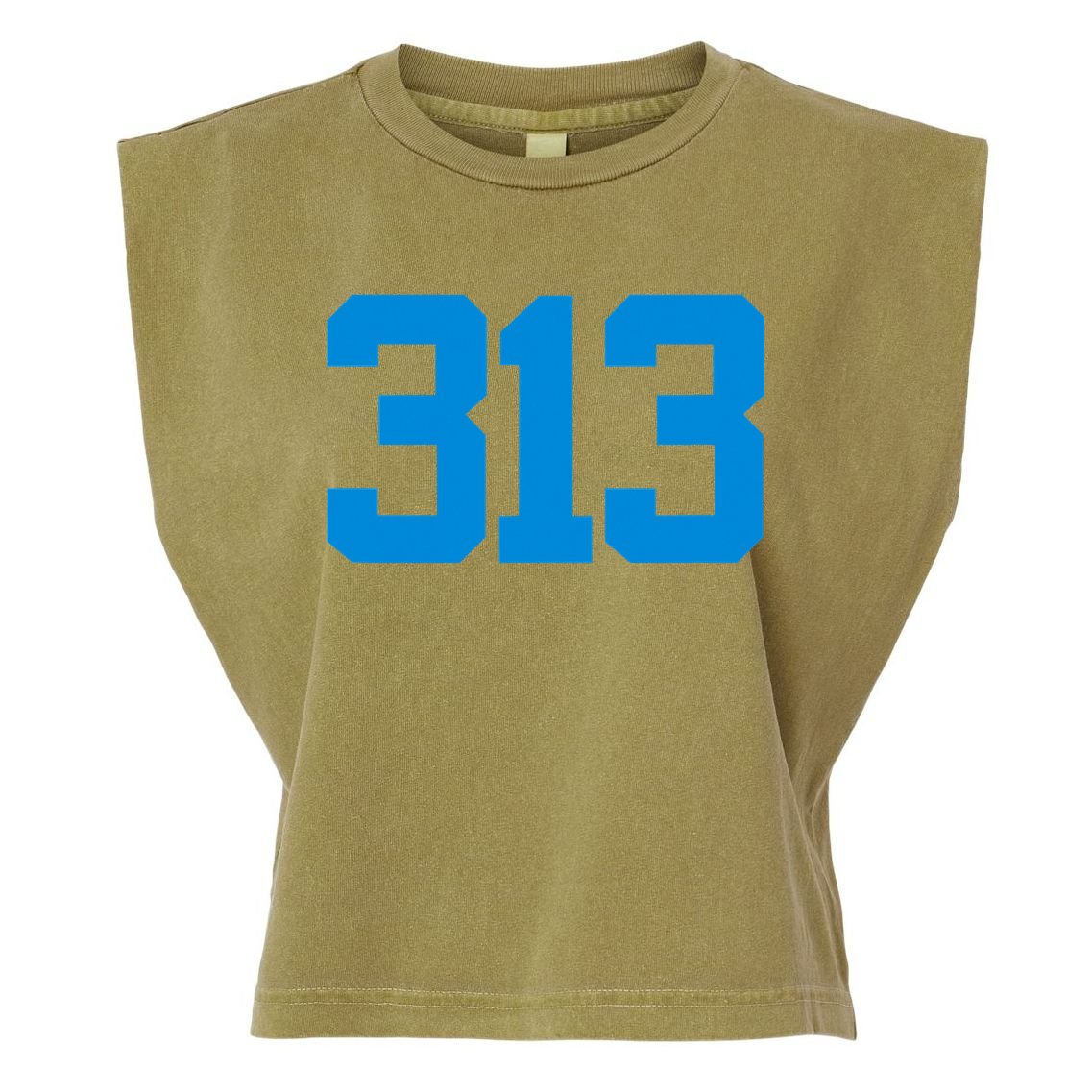 Detroit 313 Area Code GRIT Sports Fan Detroiter Fan Garment-Dyed Women's Muscle Tee