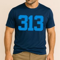 Detroit 313 Area Code GRIT Sports Fan Detroiter Fan Cooling Performance Crew T-Shirt