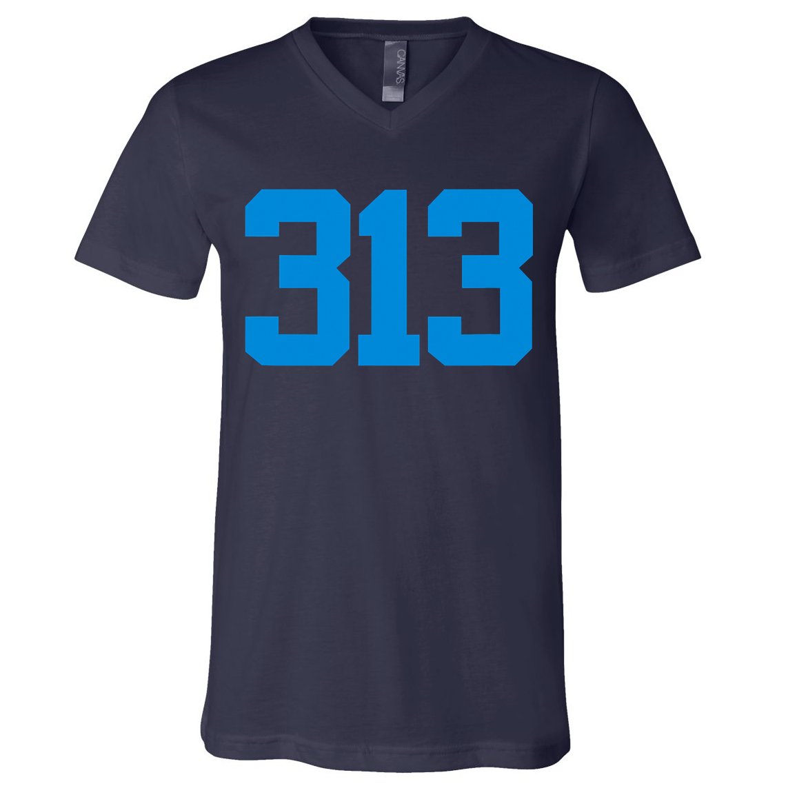 Detroit 313 Area Code GRIT Sports Fan Detroiter Fan V-Neck T-Shirt