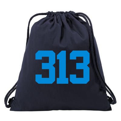 Detroit 313 Area Code GRIT Sports Fan Detroiter Fan Drawstring Bag