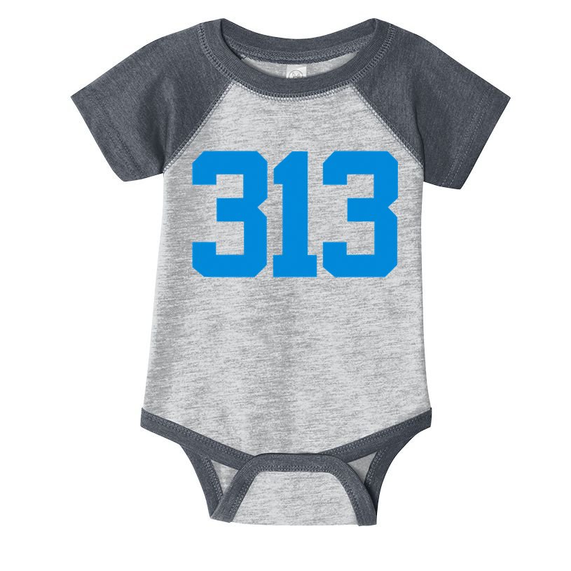 Detroit 313 Area Code GRIT Sports Fan Detroiter Fan Infant Baby Jersey Bodysuit