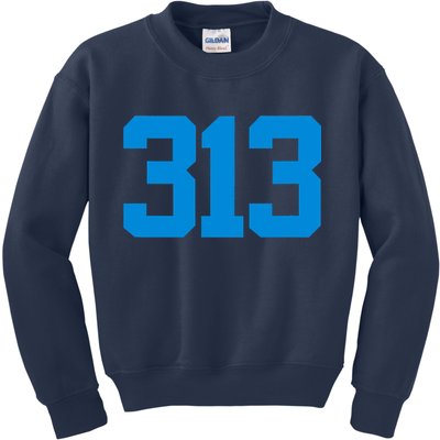 Detroit 313 Area Code GRIT Sports Fan Detroiter Fan Kids Sweatshirt
