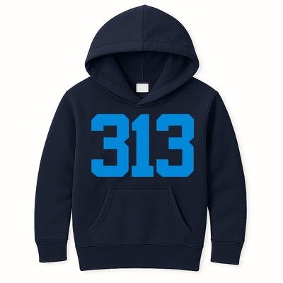Detroit 313 Area Code GRIT Sports Fan Detroiter Fan Kids Hoodie