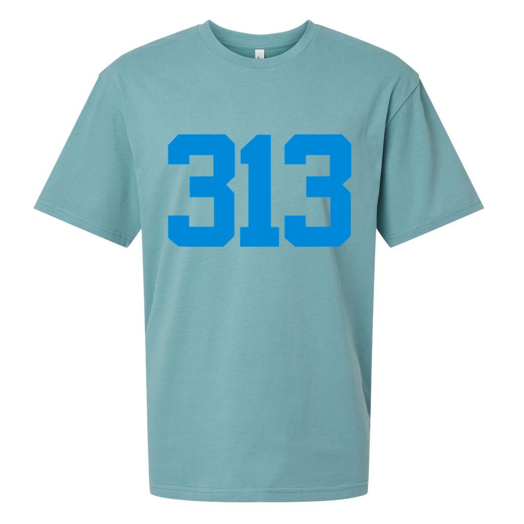 Detroit 313 Area Code GRIT Sports Fan Detroiter Fan Sueded Cloud Jersey T-Shirt