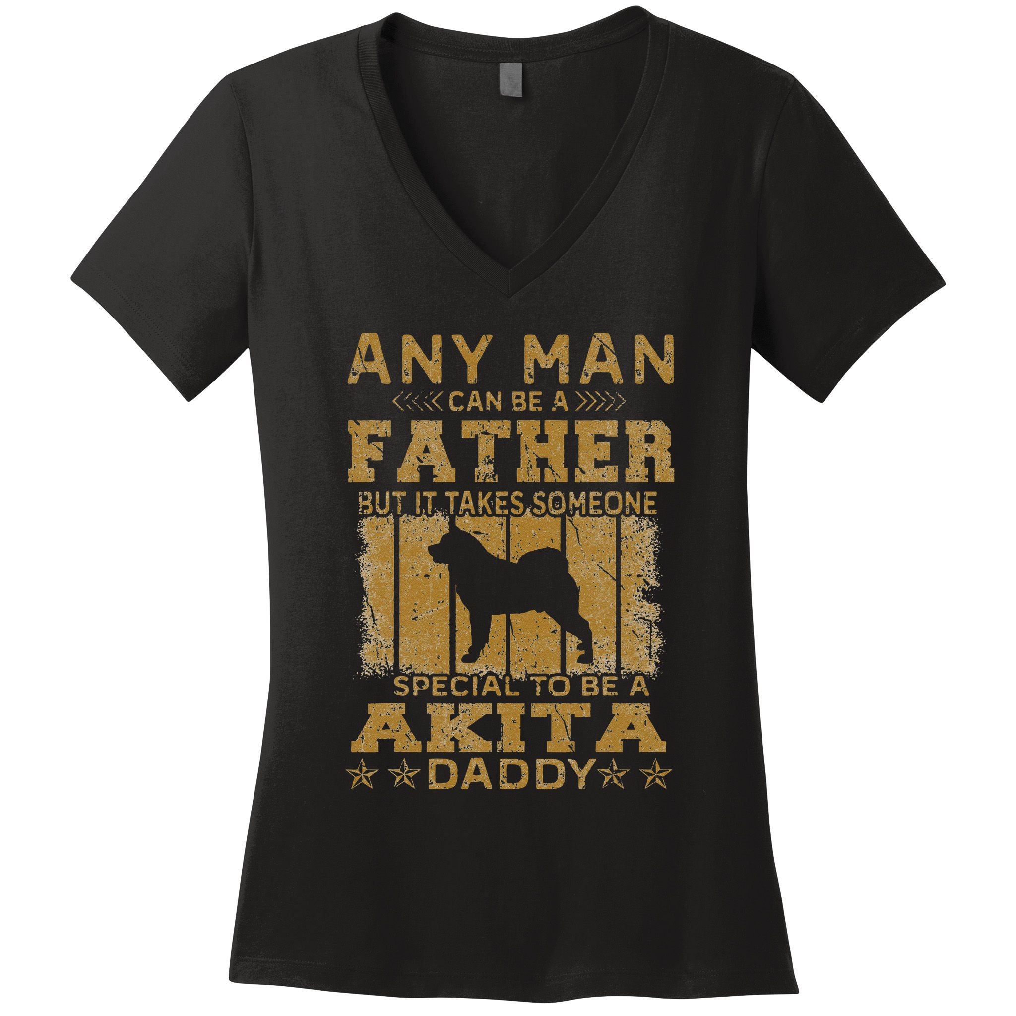 Dogs 365 Akita Dog Daddy Funny father's day Women's V-Neck T-Shirt