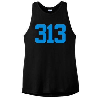 Detroit 313 Area Code GRIT Sports Fan Detroiter Fan Ladies PosiCharge Tri-Blend Wicking Tank