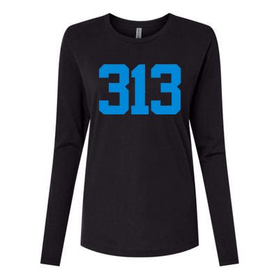 Detroit 313 Area Code GRIT Sports Fan Detroiter Fan Womens Cotton Relaxed Long Sleeve T-Shirt