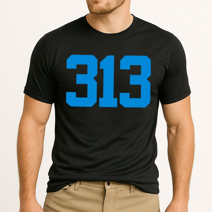 Detroit 313 Area Code GRIT Sports Fan Detroiter Fan Cooling Performance Crew T-Shirt