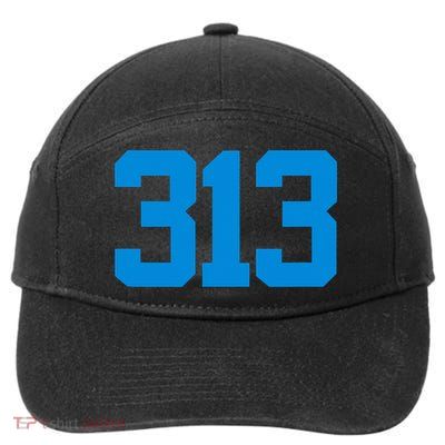 Detroit 313 Area Code GRIT Sports Fan Detroiter Fan 7-Panel Snapback Hat