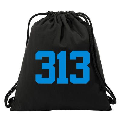 Detroit 313 Area Code GRIT Sports Fan Detroiter Fan Drawstring Bag