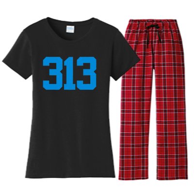 Detroit 313 Area Code GRIT Sports Fan Detroiter Fan Women's Flannel Pajama Set