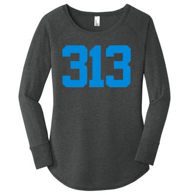 Detroit 313 Area Code GRIT Sports Fan Detroiter Fan Women's Perfect Tri Tunic Long Sleeve Shirt