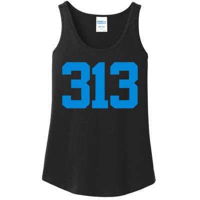 Detroit 313 Area Code GRIT Sports Fan Detroiter Fan Ladies Essential Tank