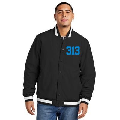 Detroit 313 Area Code GRIT Sports Fan Detroiter Fan Insulated Varsity Jacket