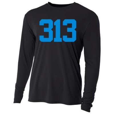 Detroit 313 Area Code GRIT Sports Fan Detroiter Fan Cooling Performance Long Sleeve Crew