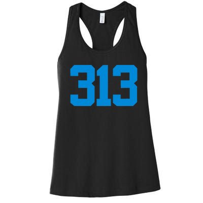 Detroit 313 Area Code GRIT Sports Fan Detroiter Fan Women's Racerback Tank