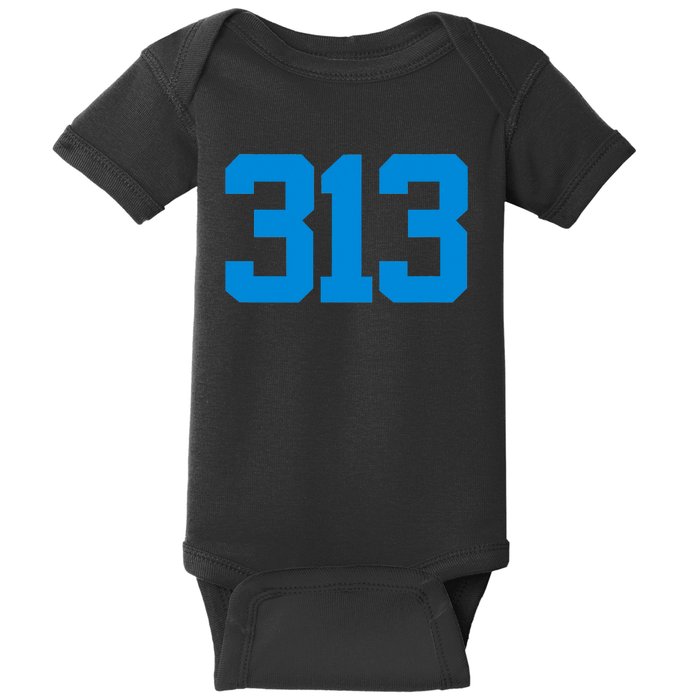 Detroit 313 Area Code GRIT Sports Fan Detroiter Fan Baby Bodysuit