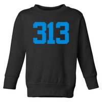 Detroit 313 Area Code GRIT Sports Fan Detroiter Fan Toddler Sweatshirt