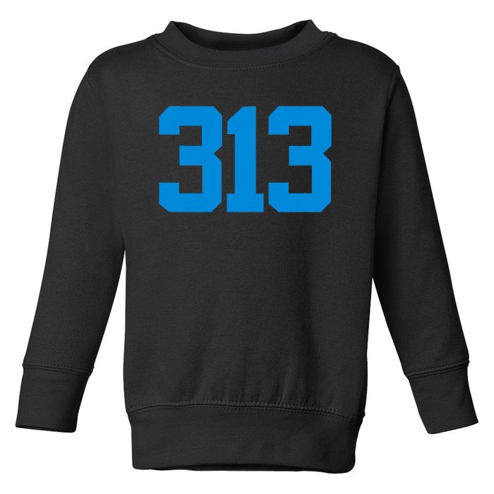 Detroit 313 Area Code GRIT Sports Fan Detroiter Fan Toddler Sweatshirt