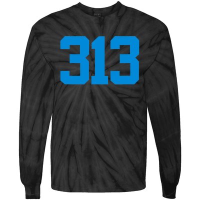 Detroit 313 Area Code GRIT Sports Fan Detroiter Fan Tie-Dye Long Sleeve Shirt