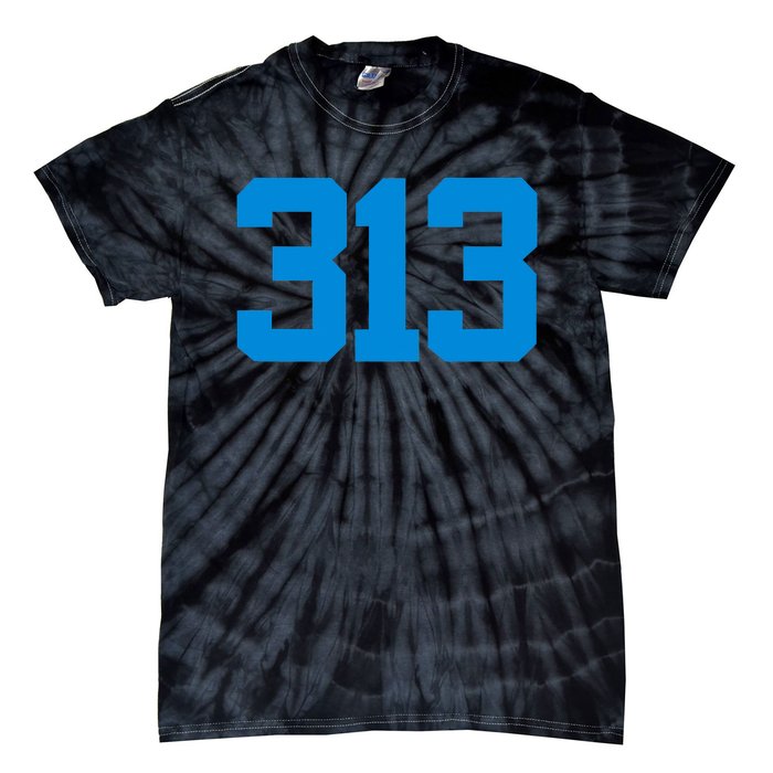 Detroit 313 Area Code GRIT Sports Fan Detroiter Fan Tie-Dye T-Shirt