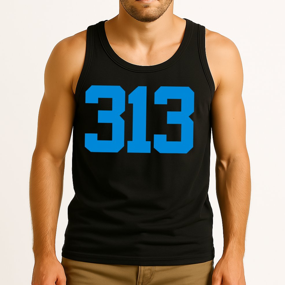 Detroit 313 Area Code GRIT Sports Fan Detroiter Fan Tank Top