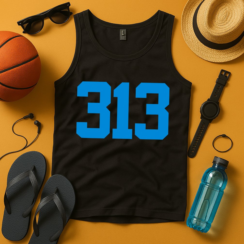 Detroit 313 Area Code GRIT Sports Fan Detroiter Fan Tank Top