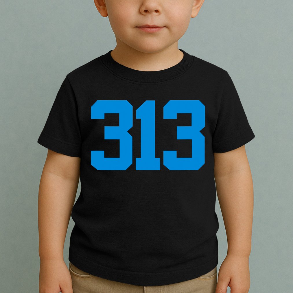 Detroit 313 Area Code GRIT Sports Fan Detroiter Fan Toddler T-Shirt