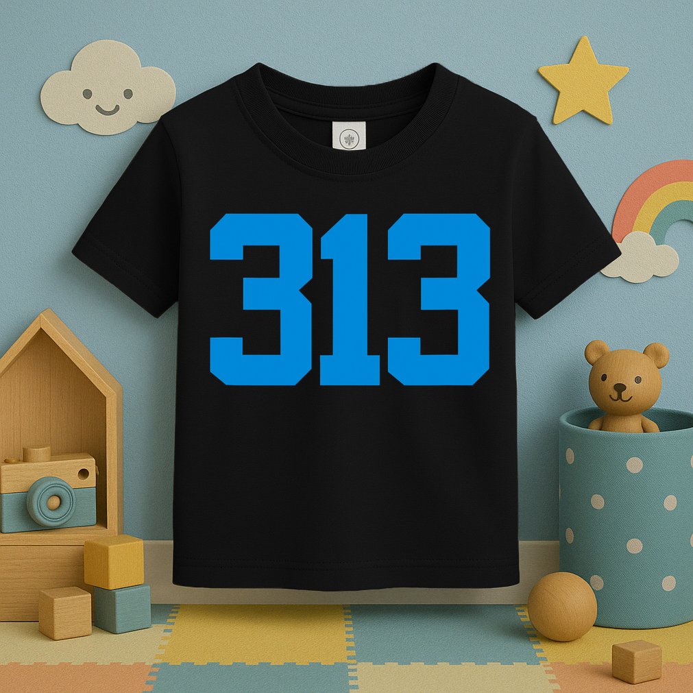 Detroit 313 Area Code GRIT Sports Fan Detroiter Fan Toddler T-Shirt