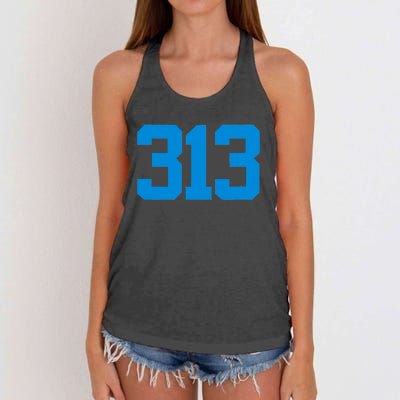 Detroit 313 Area Code GRIT Sports Fan Detroiter Fan Women's Knotted Racerback Tank