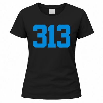 Detroit 313 Area Code GRIT Sports Fan Detroiter Fan Women's T-Shirt