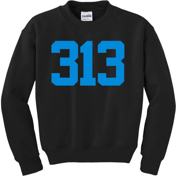 Detroit 313 Area Code GRIT Sports Fan Detroiter Fan Kids Sweatshirt