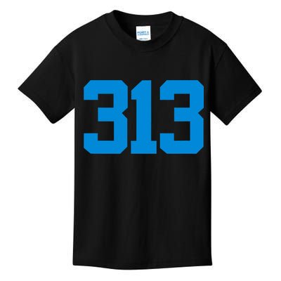 Detroit 313 Area Code GRIT Sports Fan Detroiter Fan Kids T-Shirt