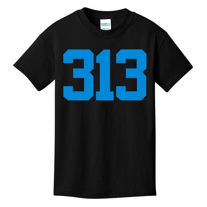 Detroit 313 Area Code GRIT Sports Fan Detroiter Fan Kids T-Shirt