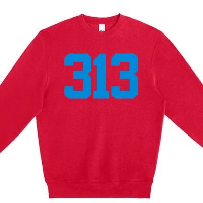 Detroit 313 Area Code GRIT Sports Fan Detroiter Fan Premium Crewneck Sweatshirt