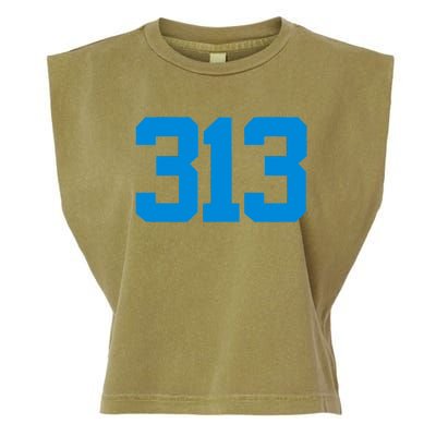 Detroit 313 Area Code GRIT Sports Fan Detroiter Fan Garment-Dyed Women's Muscle Tee